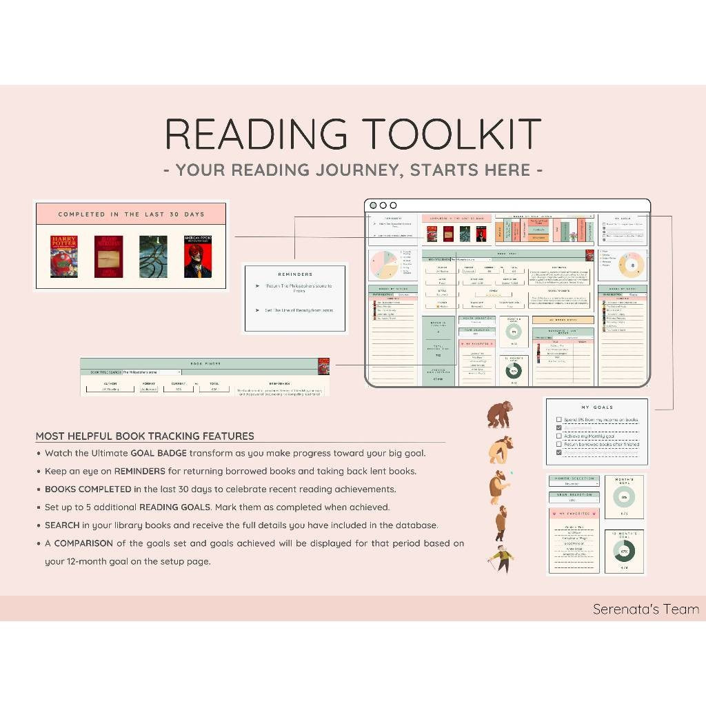 Digital Reading Tracker Spreadsheet | Book Collection & Review Planner