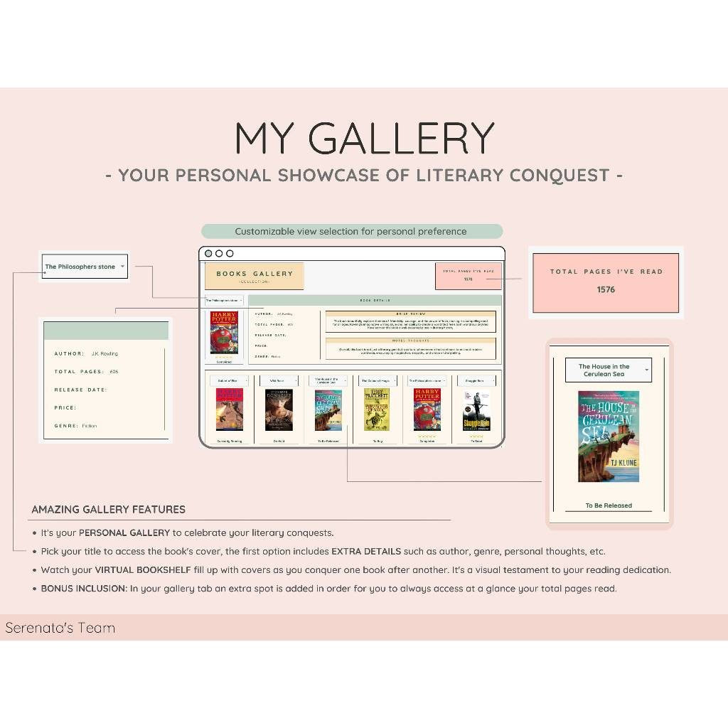 Digital Reading Tracker Spreadsheet | Book Collection & Review Planner
