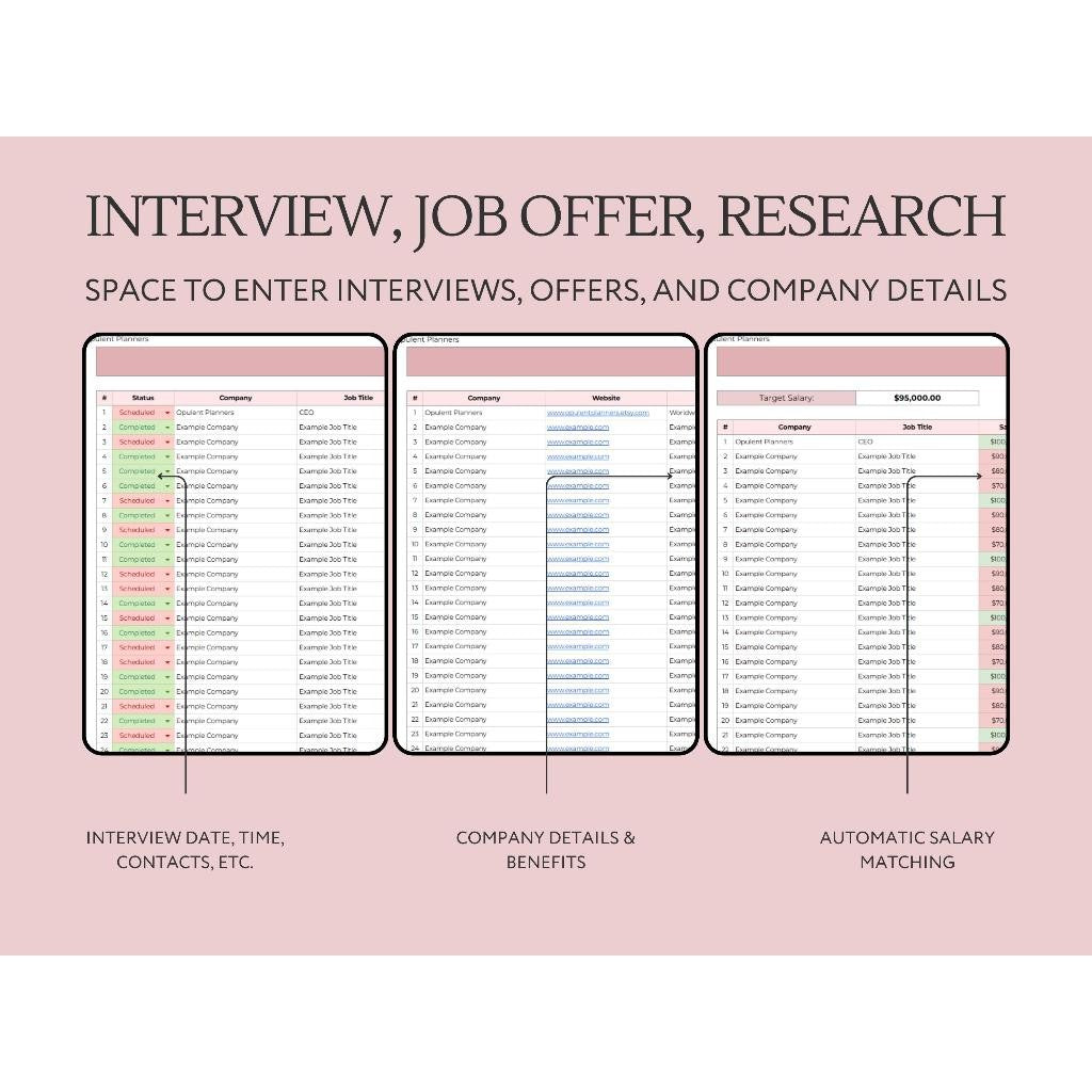 Job Application Tracker Spreadsheet | Google Sheets Job Planner Interview & Career Dashboard