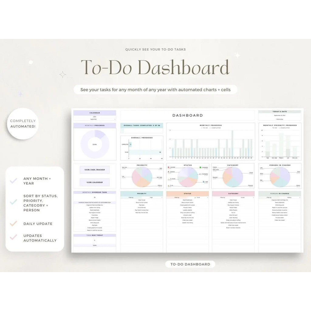 (ADL - 100) TO DO LIST Planner TEMPLATE MANAJEMEN PEKERJAAN Tugas Jadwal Harian Mingguan Bulanan Task Planner Spreadsheet Google Sheets Daily Weekly Task Tracker Digital Planner To Do List Checklist Template Calendar DL01