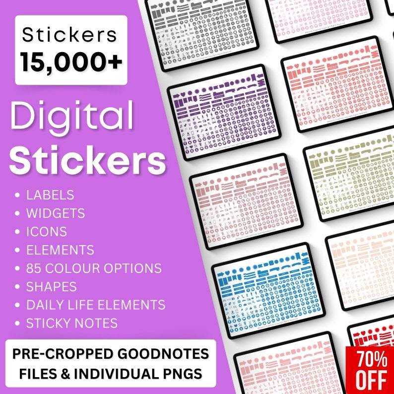 30000+ Digital Stickers for Goodnotes | PNG Sticker Book Notes Icons Planner Stickers Digital