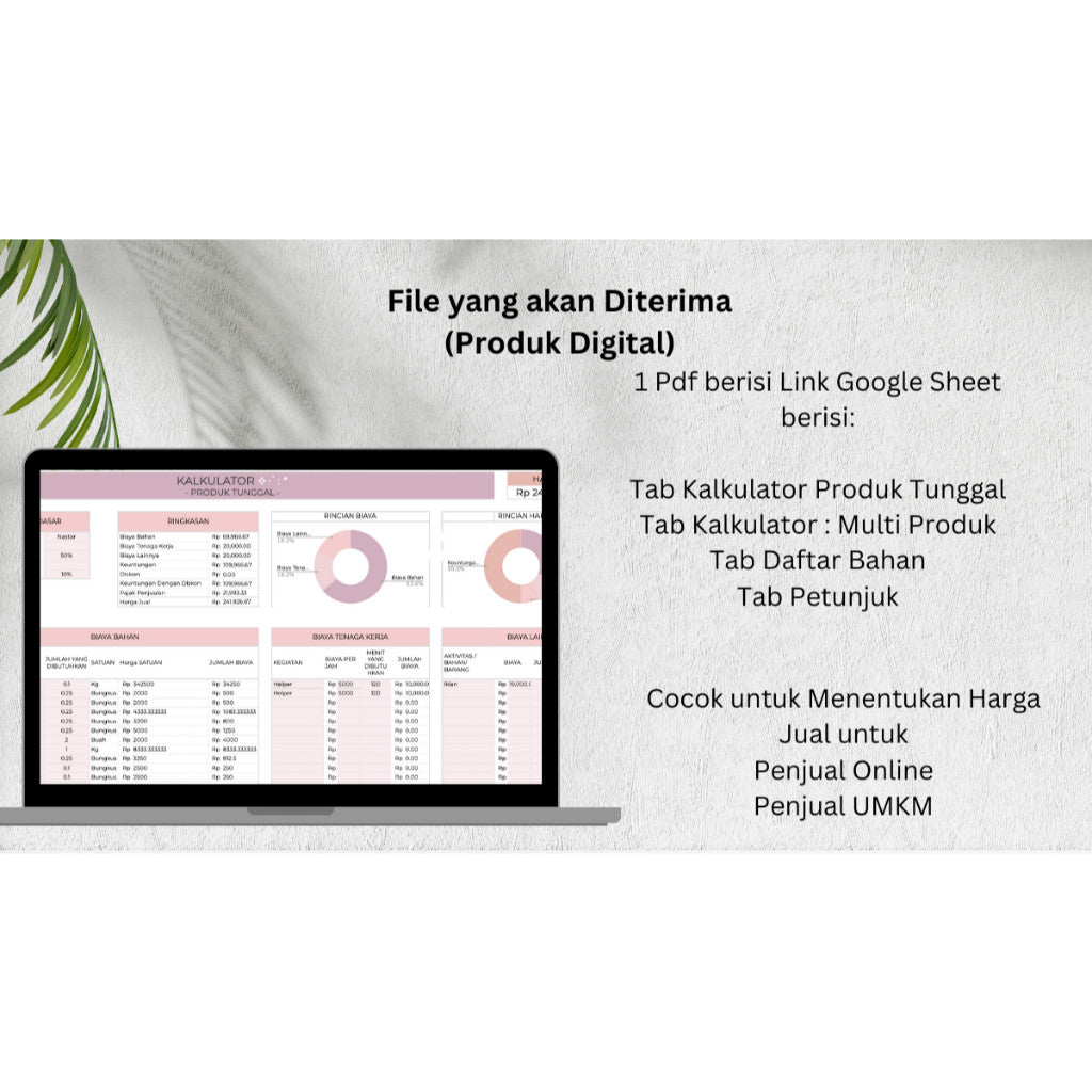 Kalkulator Harga Jual Spreadsheet | Template Usaha Kecil Hitung Produk & Keuntungan