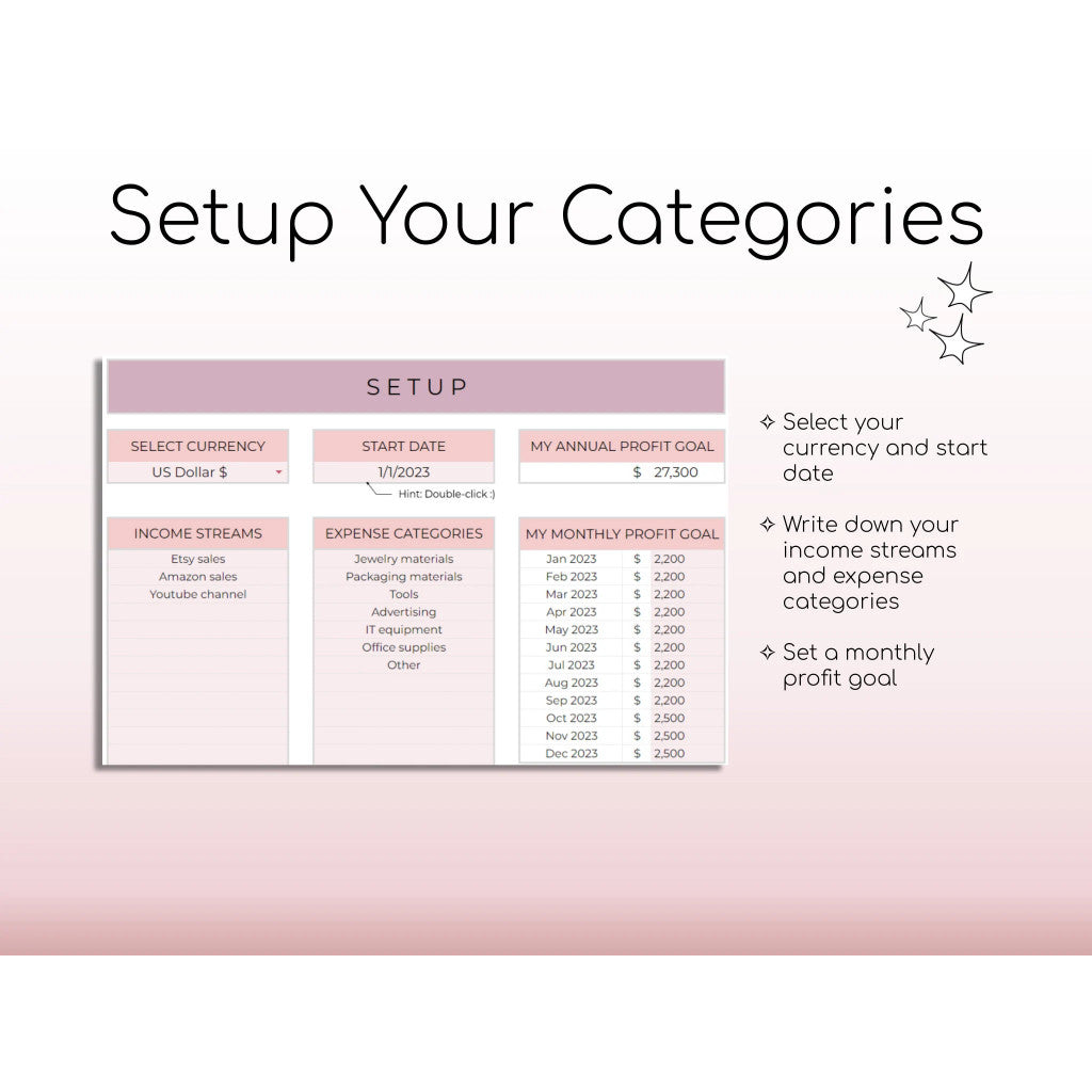 Pembukuan Keuangan Bisnis Spreadsheet | Income Expense Tracker Laporan Laba Rugi Google Sheets