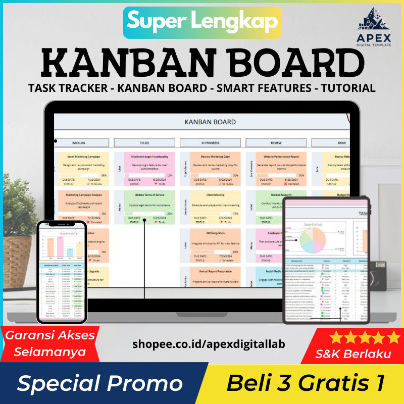 Kanban Board Small Business Excel | Task Tracker Project Planning Checklist To Do List