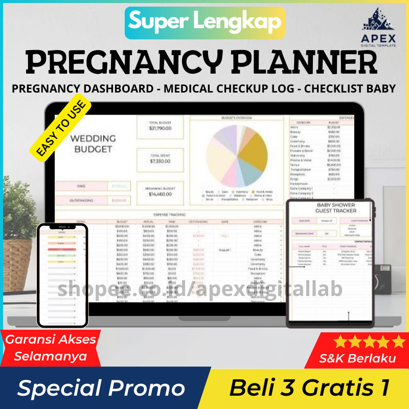 Baby Planner & Budgeting Spreadsheet | Persiapan Kelahiran Bayi Checklist Kehamilan Pregnancy Planner