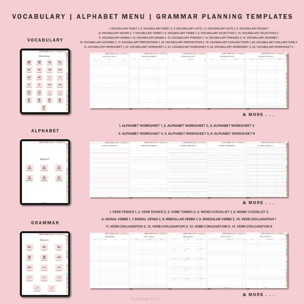 Digital Language Learning Planner | Template Belajar Bahasa Inggris Korea Jepang Mandarin Prancis
