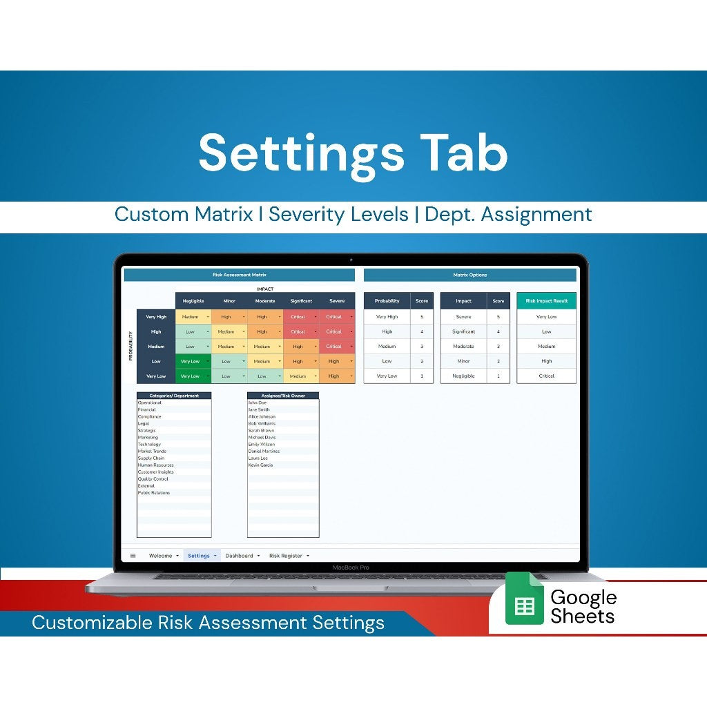 Risk Management Tool | Risk Identification & Analysis | Google Sheets Tool