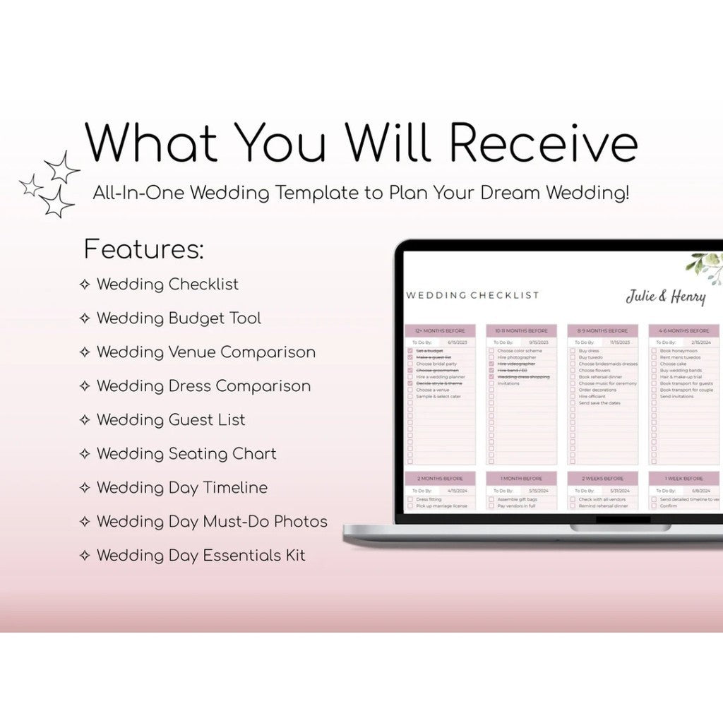 (ADL- 99) Wedding Planner Template RENCANA PERNIKAHAN / Perencanaan Pernikahan Sheets Checklist Vendor Biaya Anggaran Pernikahan Daftar Tamu Tugas Rundown Pernikahan Wedding Planner Template Pernikahan