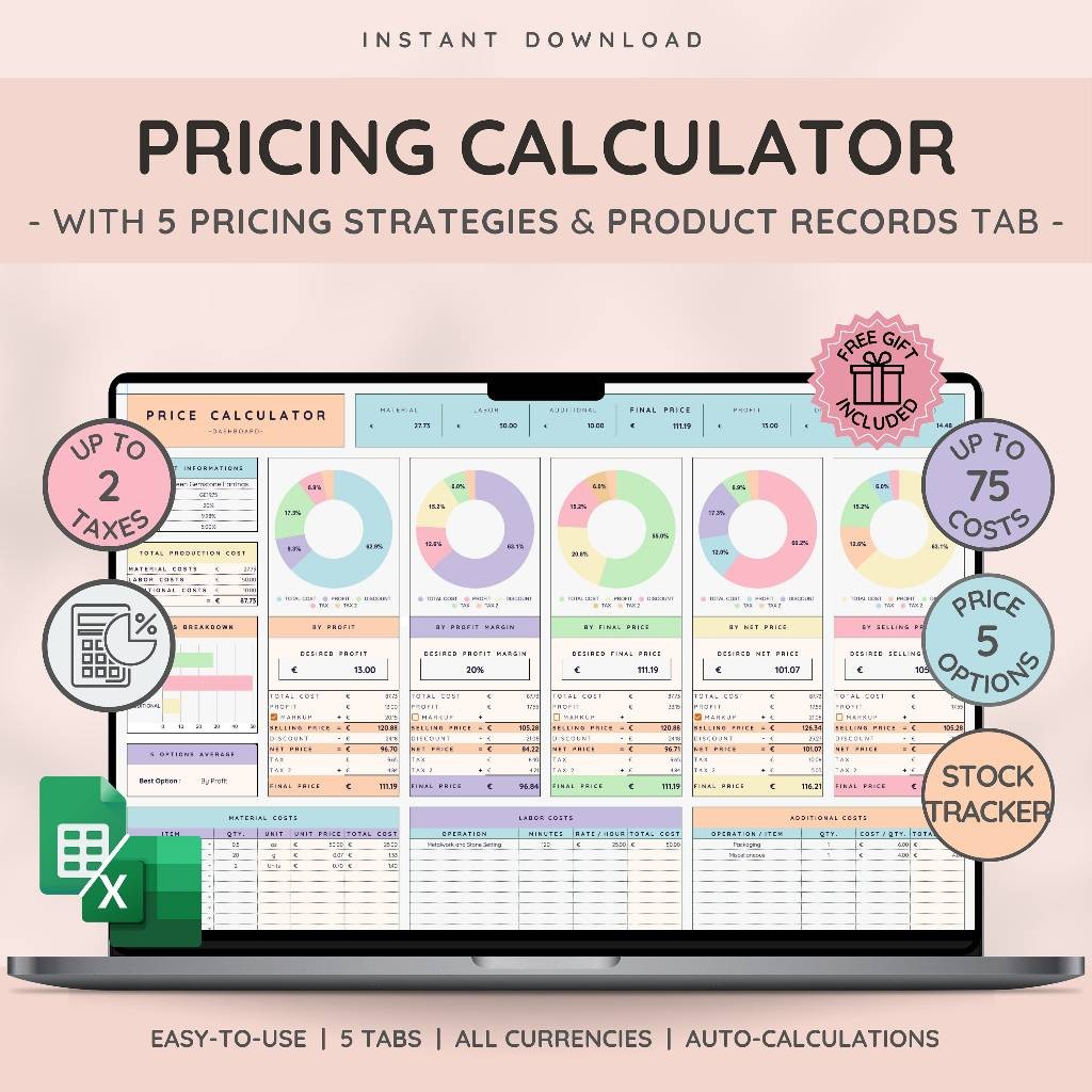 Price & Profit Calculator Spreadsheet | Kalkulator Harga Usaha Kecil Strategi Harga & Pajak