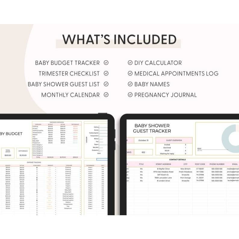 Baby Planner & Budgeting Spreadsheet | Persiapan Kelahiran Bayi Checklist Kehamilan Pregnancy Planner