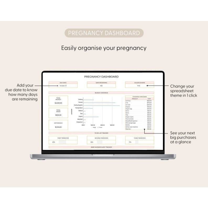 Baby Planner & Budgeting Spreadsheet | Persiapan Kelahiran Bayi Checklist Kehamilan Pregnancy Planner