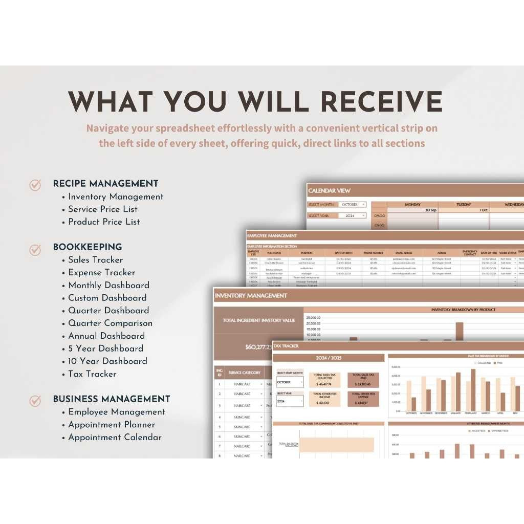 Beauty Business Template | Salon Spa Nail Salon Cost Calculator Income Expense Tracker Spreadsheet