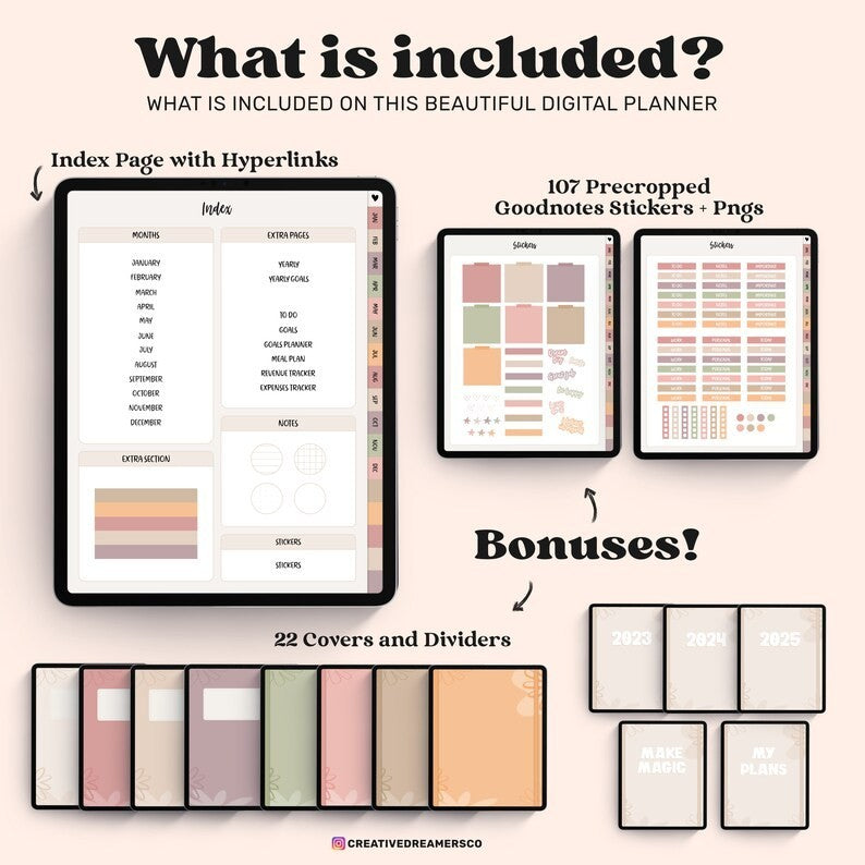 Undated Goodnotes Planner | Digital Notes Journal Template for Goodnotes/Notability/Xodo