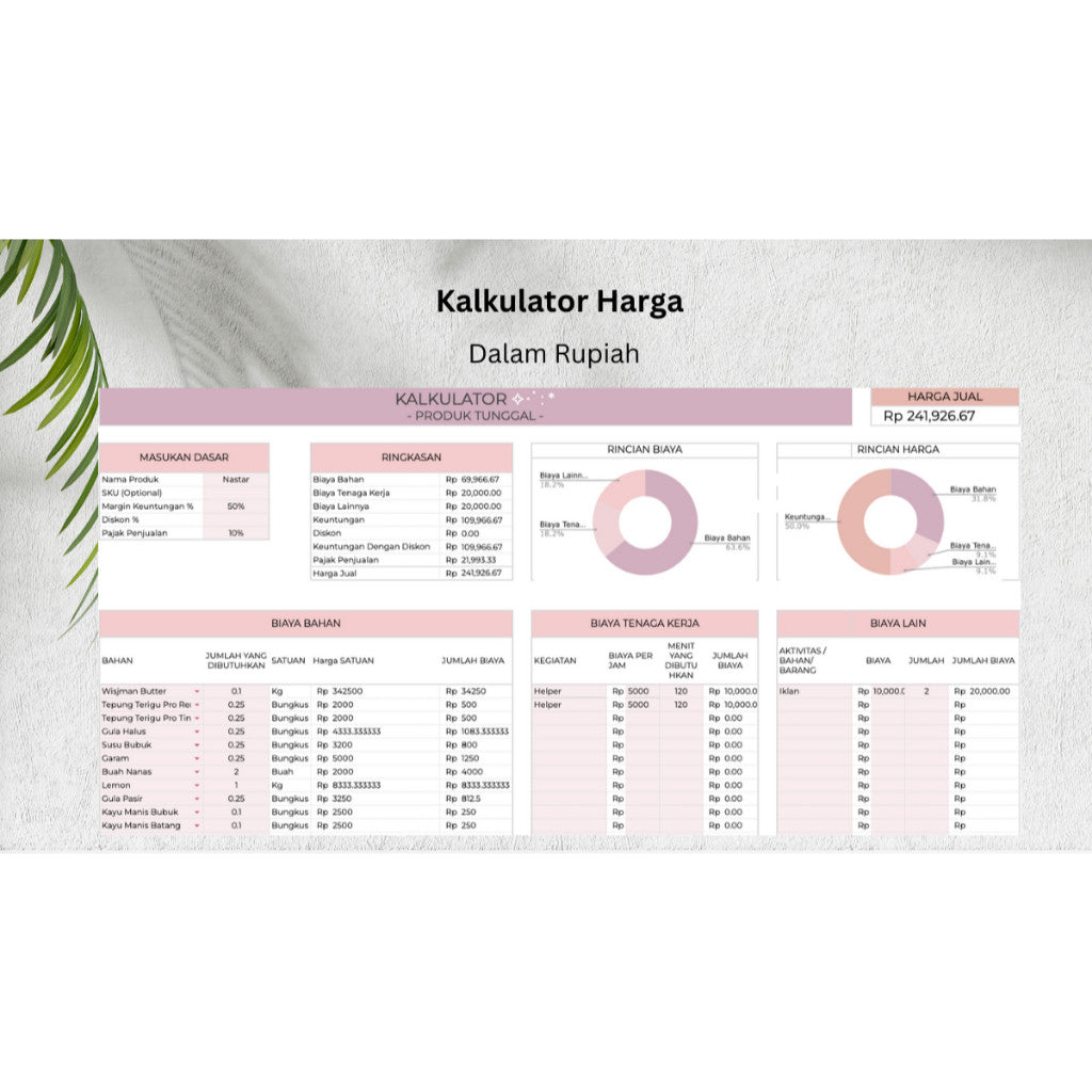 Kalkulator Harga Jual Spreadsheet | Template Usaha Kecil Hitung Produk & Keuntungan