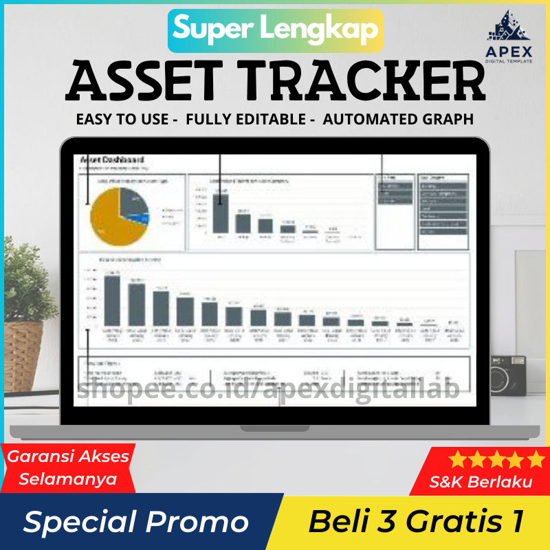 Template Asset Tracker Excel & Google Sheets | Amortisasi Depresiasi & Manajemen Aset Bisnis
