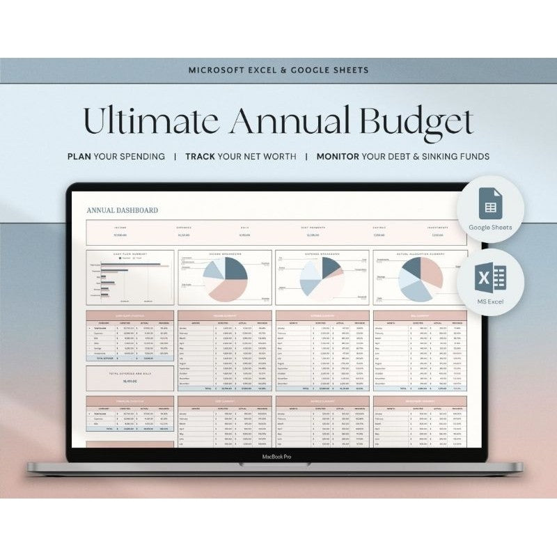 Annual Budget Spreadsheet | Template Keuangan Bulanan & Tahunan Personal Finance