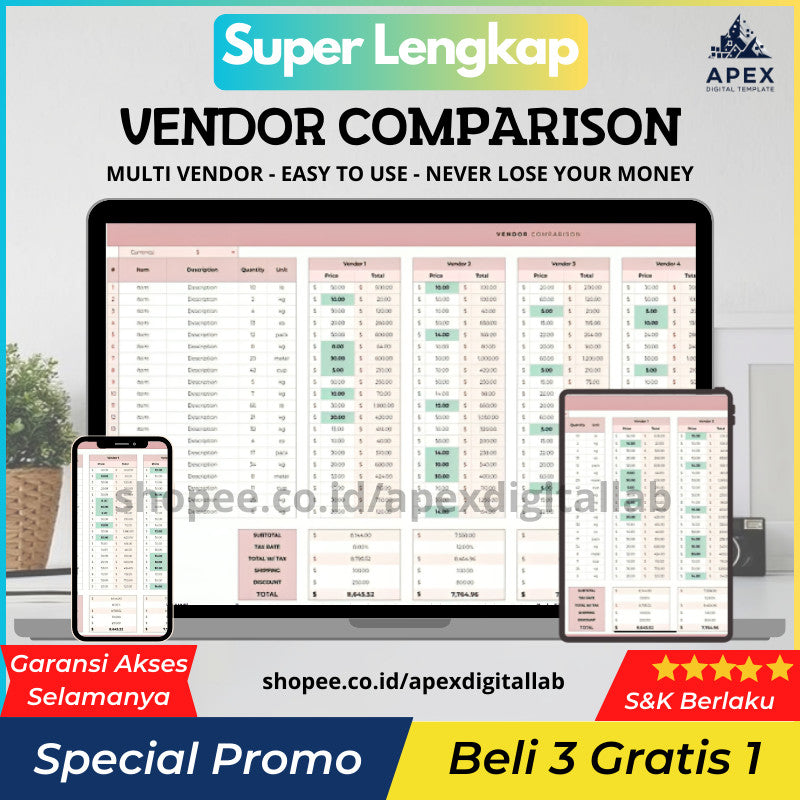 Vendor Price Comparison Google Sheets | Price Tracker Order Tracker Inventory & Finance Tracker