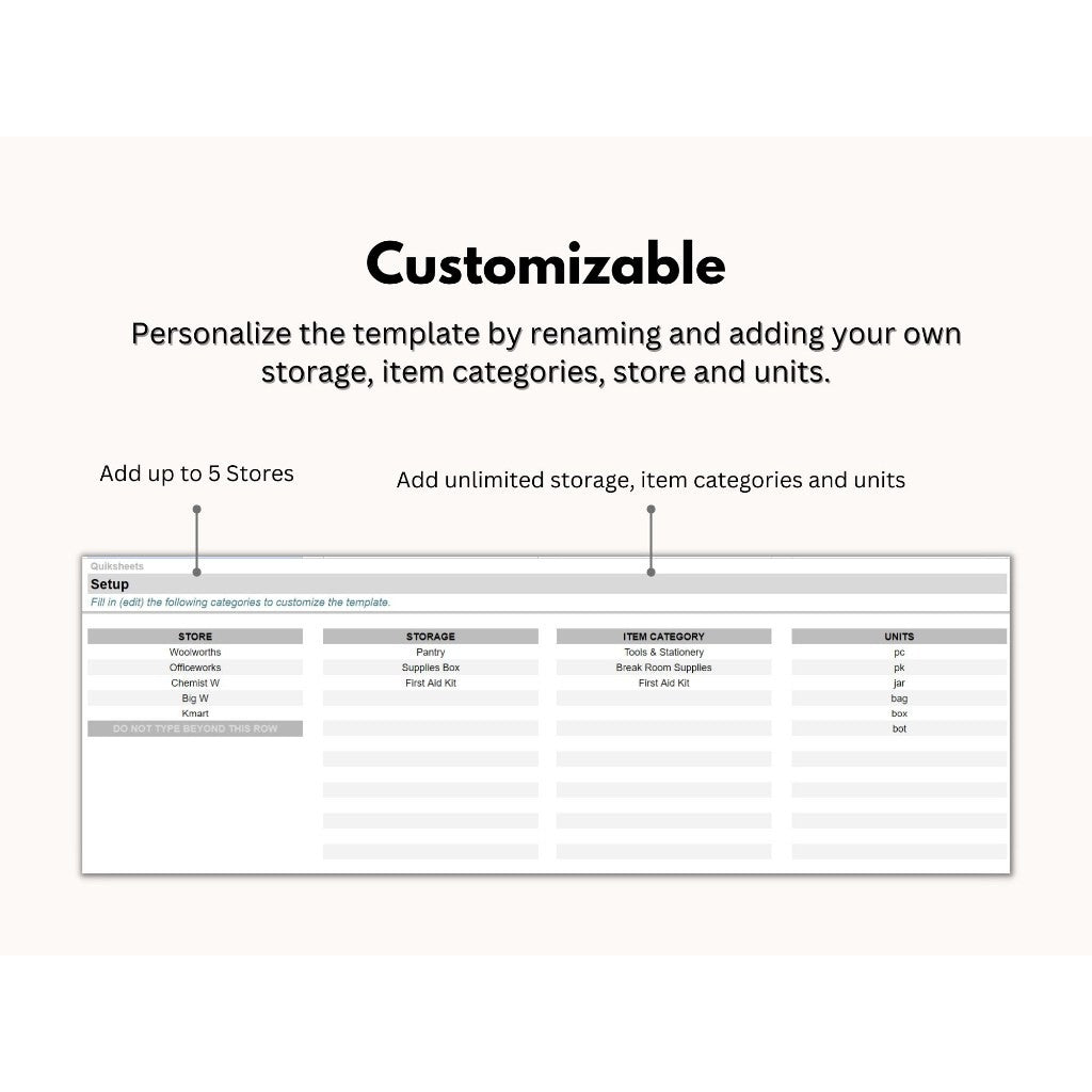 Office Supplies Inventory and Shopping List Google Sheets