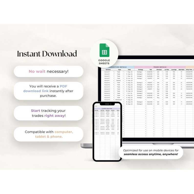 Simple Forex Trading Journal | Google Sheets Template | Day Trading Log | Forex Planner | Crypto, Indices, Commodities Tracker