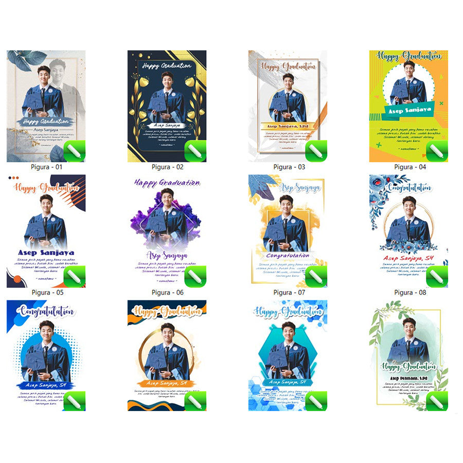 Template Desain Figura Frame Hadiah Wisuda Ulang Tahun CDR