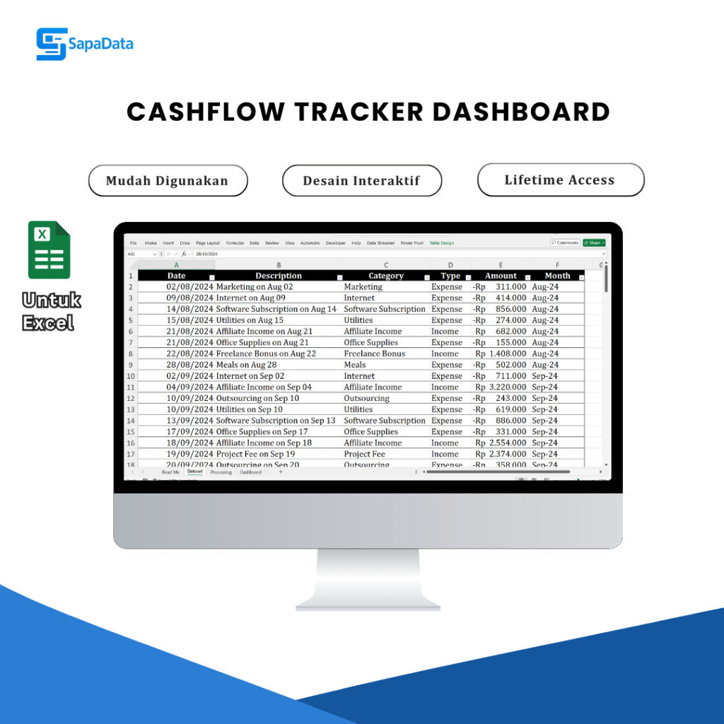 Template Excel Cashflow Tracker Dashboard – Financial Tracker Freelancer Lebih Mudah & Terstruktur
