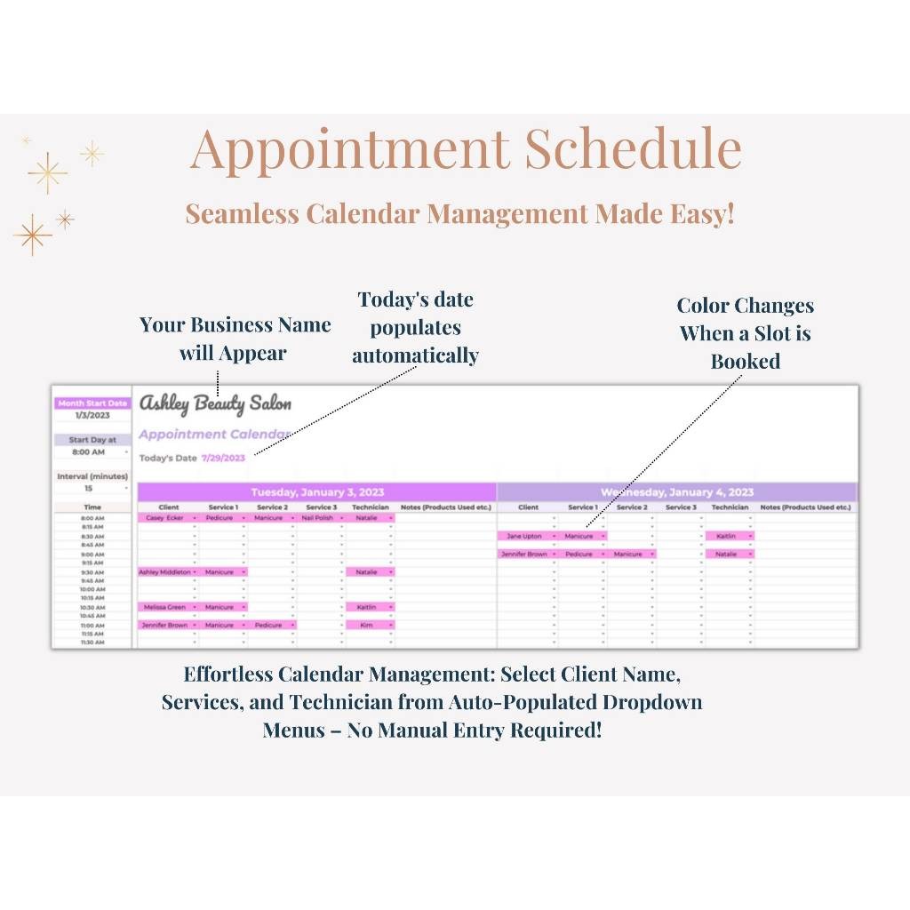 Aplikasi Google Sheet Appointment Schedule, Client Record Book Spreadsheet Template, Appointment Book, Beauty Business, Nail Salon, Lash Tech, Hair Stylist