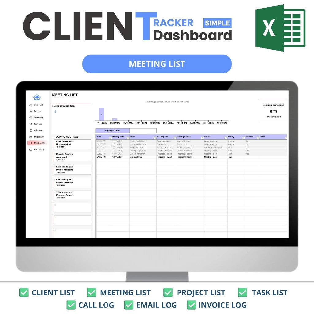 Excel Client Tracker  CRM Dashboard, Small Business Template, Excel Business Tracker, Business Planner Business Spreadsheet, Lead Tracker
