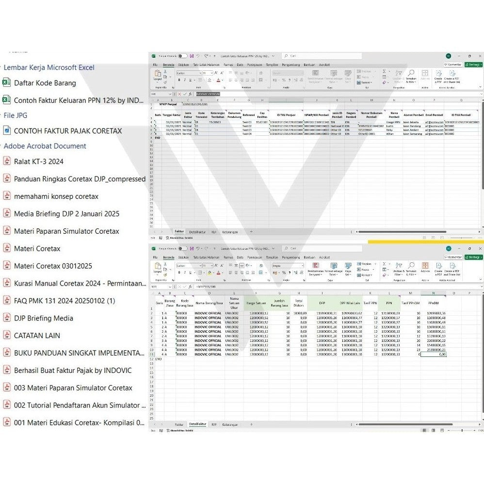 KUMPULAN MATERI CORETAX LENGKAP & TEMPLATE PERHITUNGAN INVOICE FAKTUR PPN 12%
