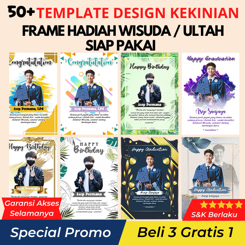 Template Desain Figura Frame Hadiah Wisuda Ulang Tahun CDR