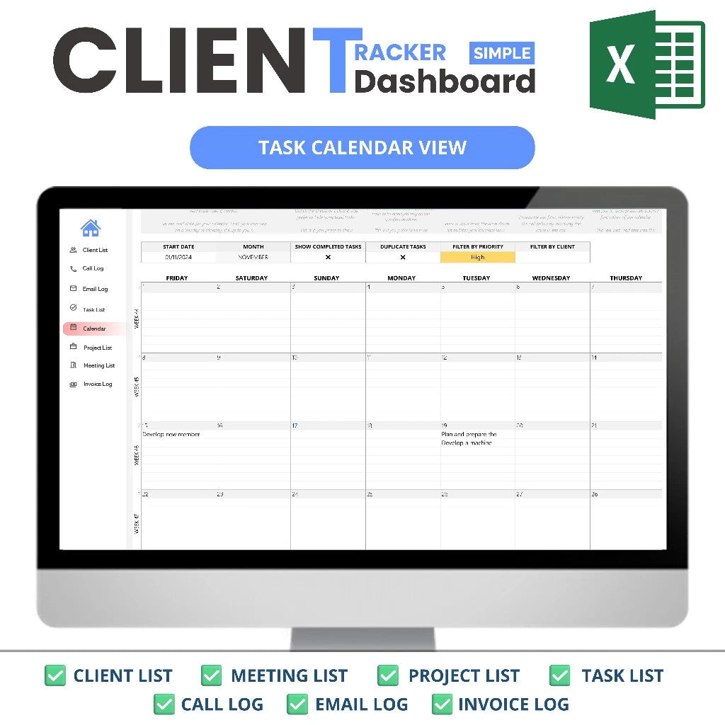 Excel Client Tracker  CRM Dashboard, Small Business Template, Excel Business Tracker, Business Planner Business Spreadsheet, Lead Tracker