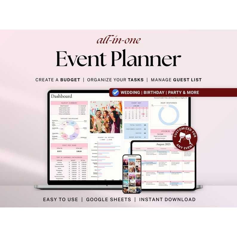Event Planner Spreadsheet for Party Planning Baby Shower Corporate Event Google Sheets Organizer Budget Vendor Entertainment Guest List