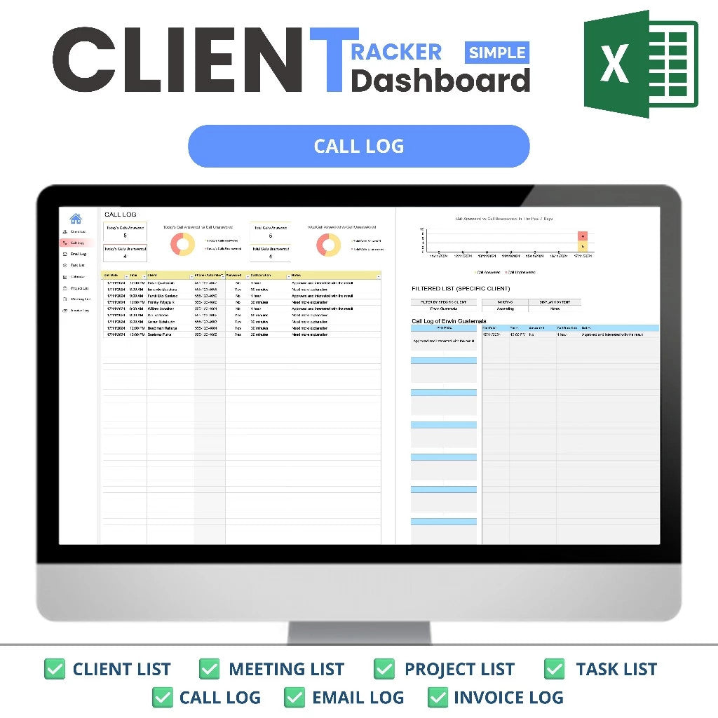 Excel Client Tracker  CRM Dashboard, Small Business Template, Excel Business Tracker, Business Planner Business Spreadsheet, Lead Tracker