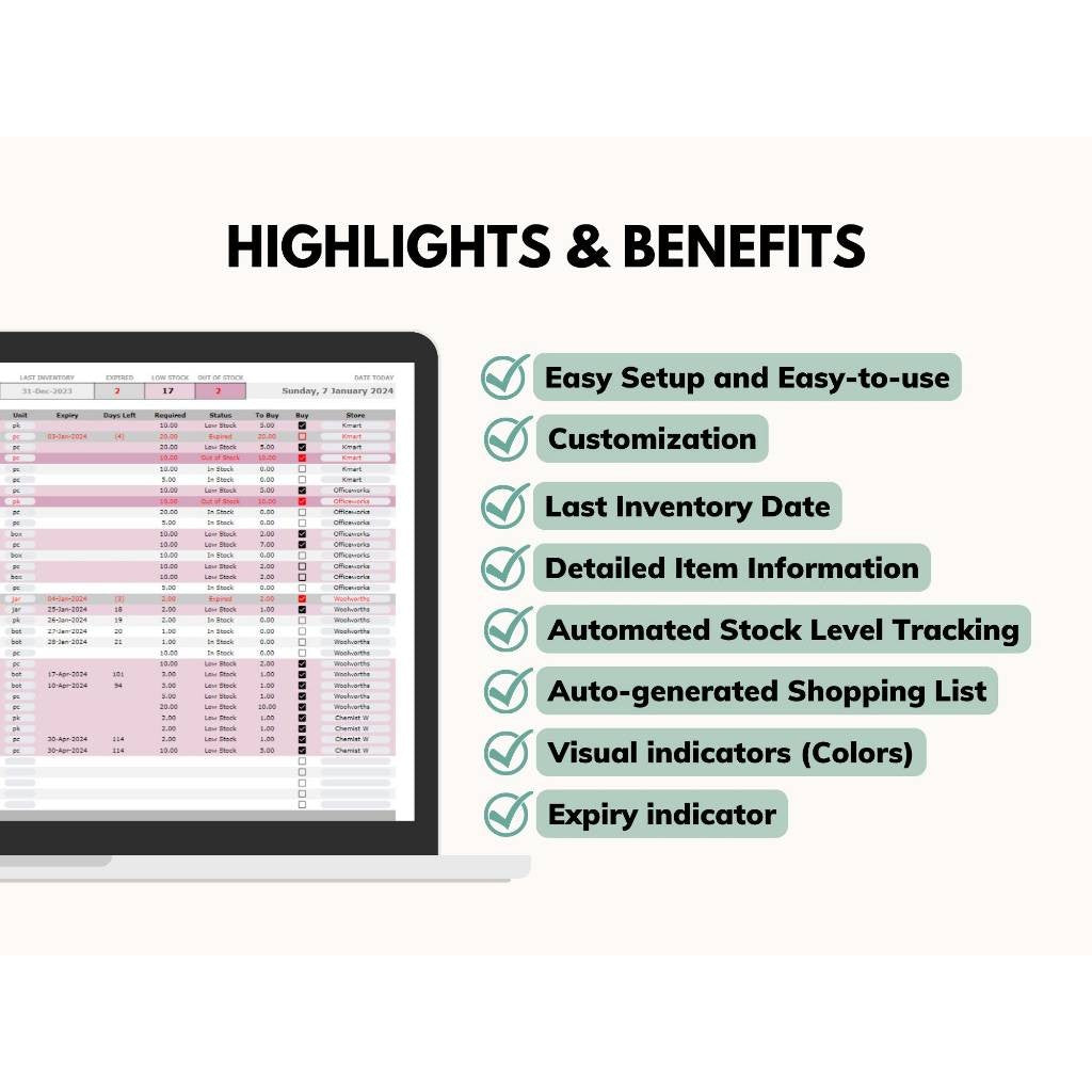 Office Supplies Inventory and Shopping List Google Sheets
