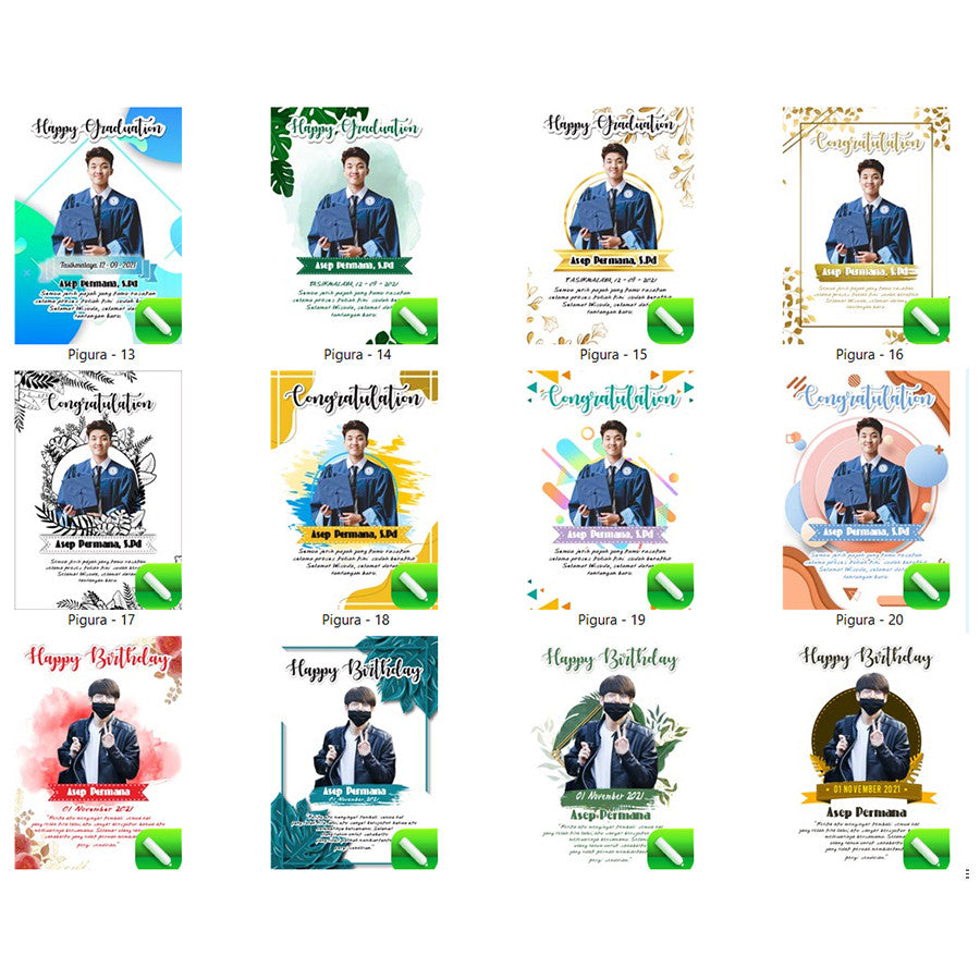 Template Desain Figura Frame Hadiah Wisuda Ulang Tahun CDR