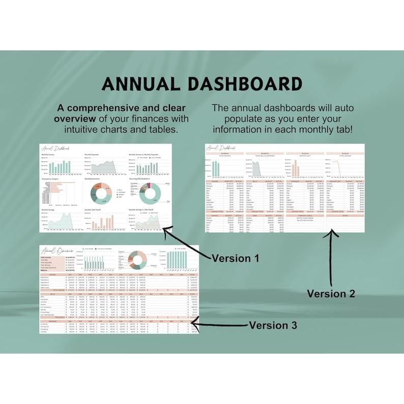 Annual & Monthly Budget Spreadsheet Bundle Google Sheets Savings Tracker Debt Control Personal Finances Easy Monthly Budgeting Template