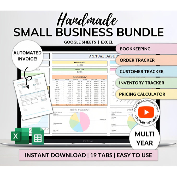 (ADL - 42) Template Keuangan UMKM Handmade | Bookkeeping, Order & Inventory Tracker Google Sheets