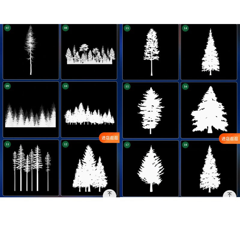[Procreate/Ps] บรัชต้นสน 56 บรัช
