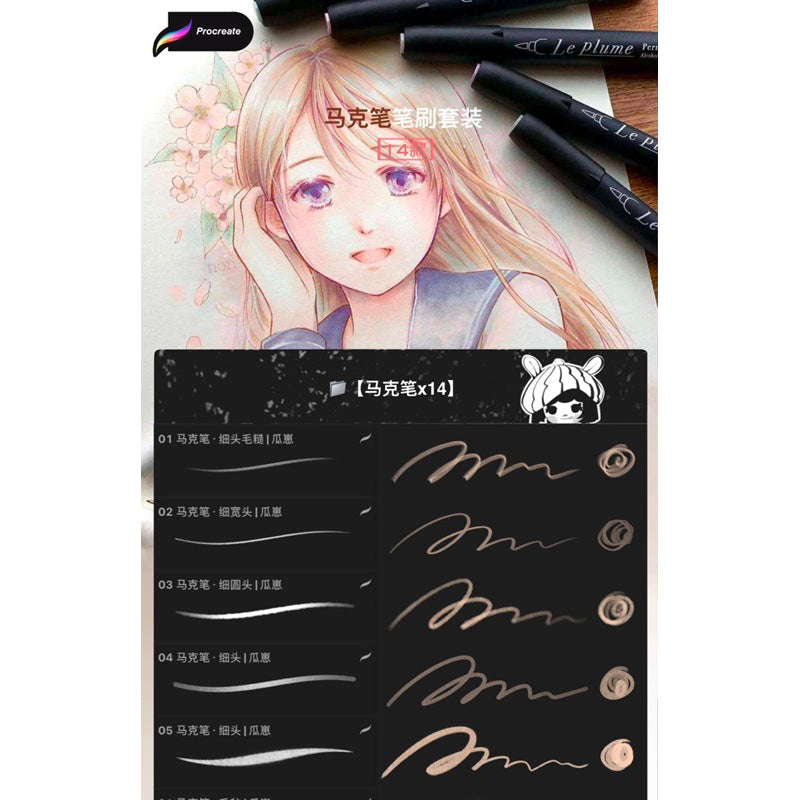 [Procreate] Marker pen 14 บรัช