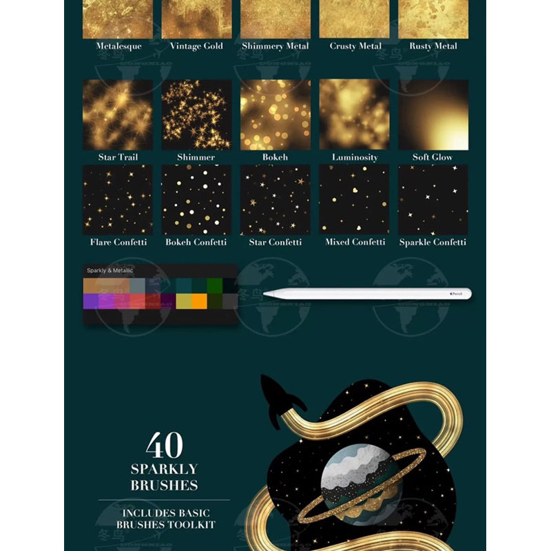 [Procreate] 70 SPARKLY METALLIC EFFECT BRUSHES