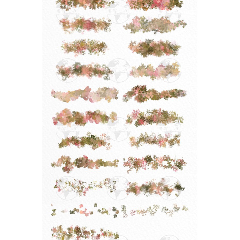 [Procreate/Ps] 36 บรัชดอกไม้ พุ่มไม้สีน้ำมันสไตล์สวนอังกฤษ
