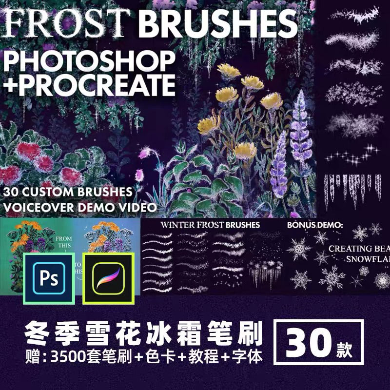 [Procreate/Ps] Frost Brushes 30 บรัช