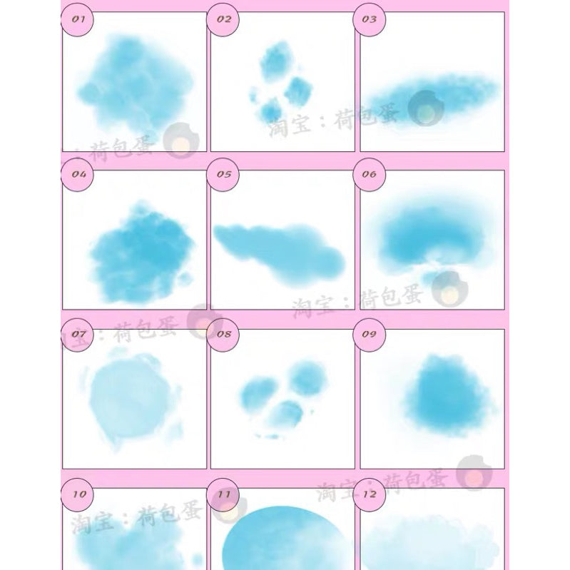 [Ps/Procreate] 30 white cloud sky brushes