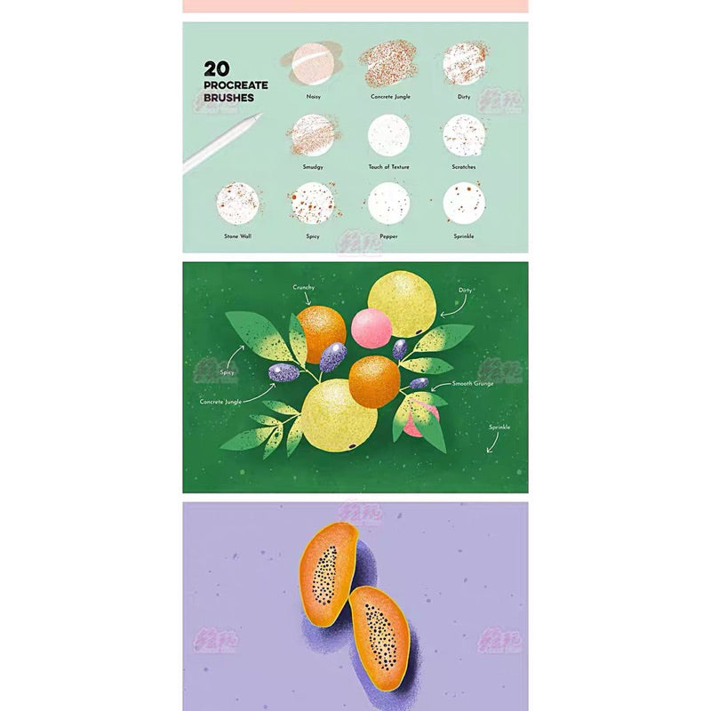 Procreate 20 บรัช texture particle