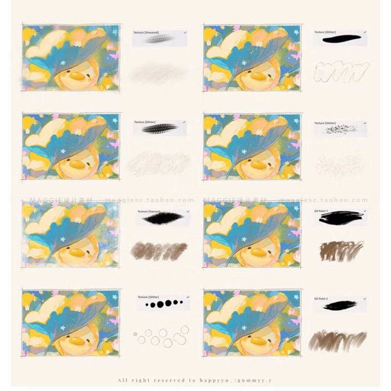 Procreate 25 บรัชสีน้ำมัน เทกเจอร์น่ารัก