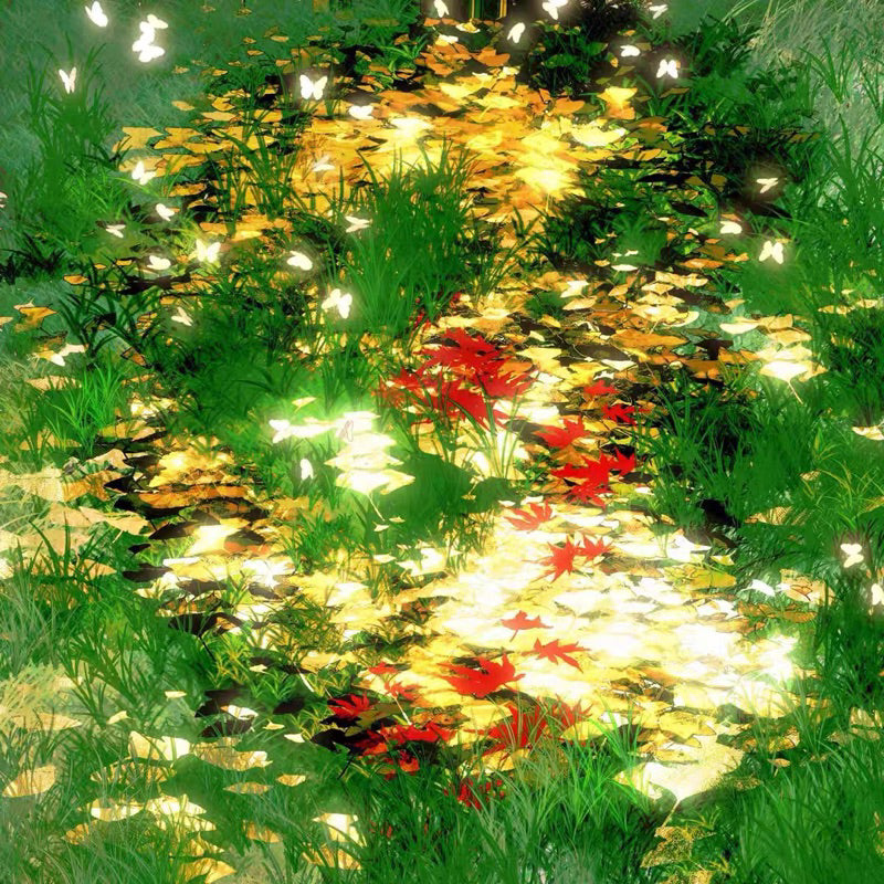 Procreate 40 บรัชดอกวิสทีเรีย กลีบดอก หญ้า ผีเสื้อ