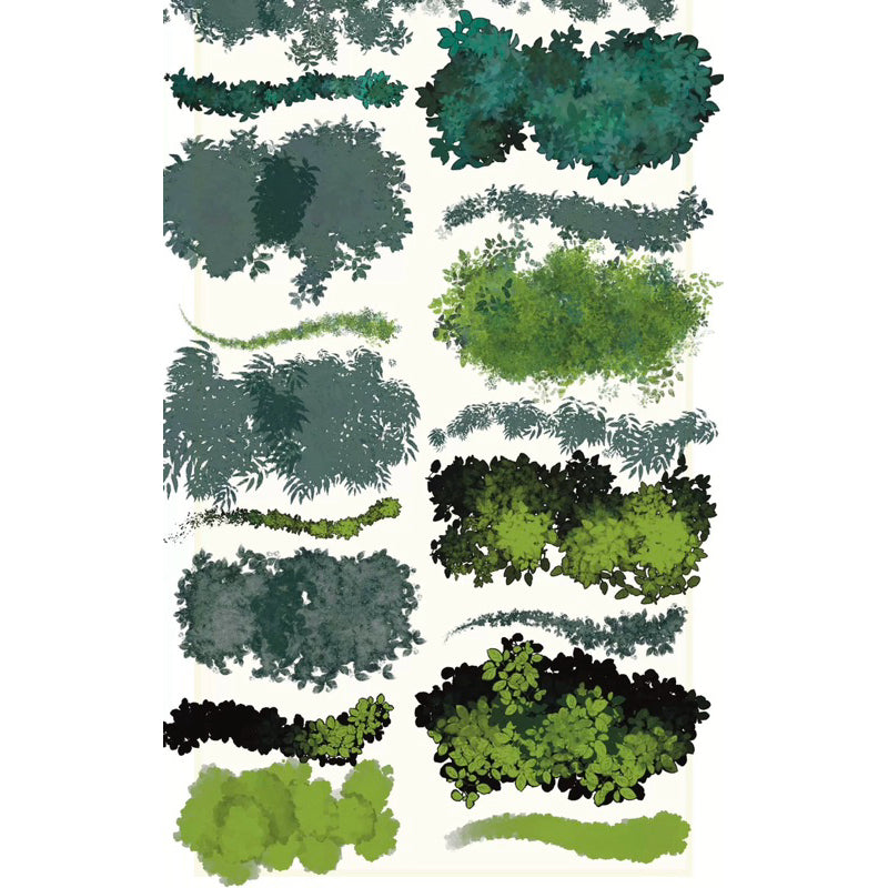 Procreate เซตบรัชใบไม้ พุ่มไม้ ต้นไม้ ใบหลิว (E3)