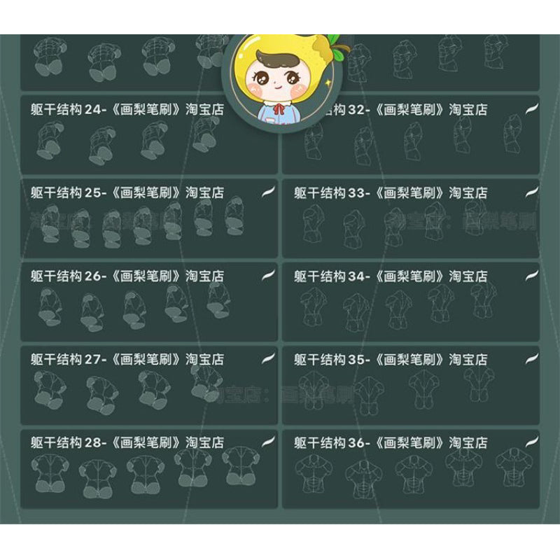 [Procreate/Ps] 36 บรัชโครงสร้างหน้า และตัวผู้ชาย