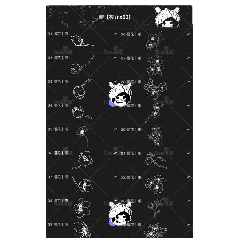 Procreate/Ps 50 บรัช Sakura line