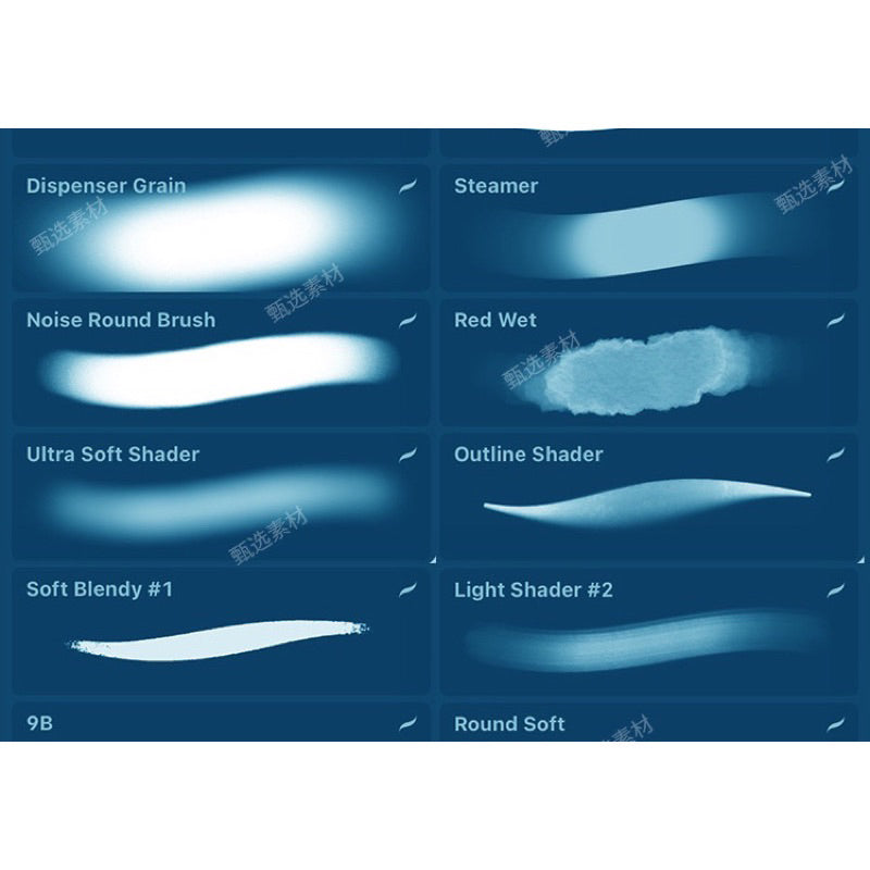 Procreate 50 บรัช Soft Pen painting