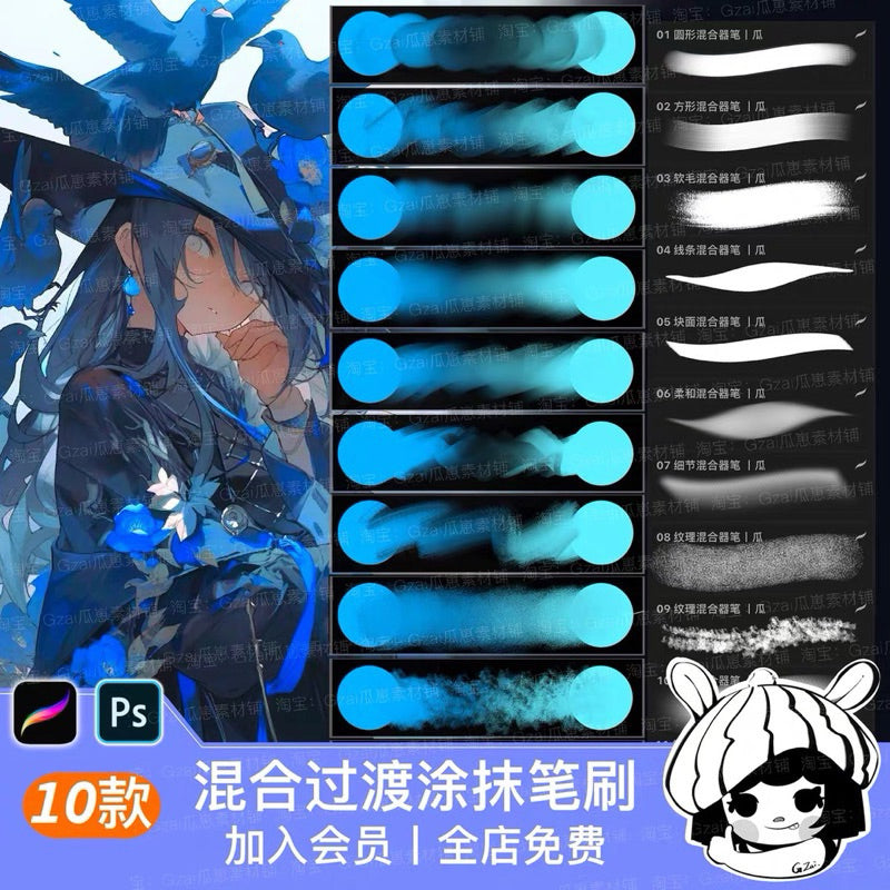 Procreate 10 บรัช blending เกลี่ยสี